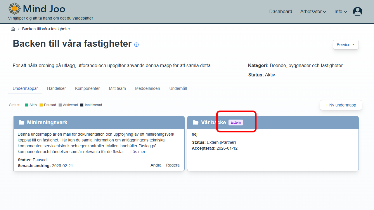 Externa mappar för avgränsade behov